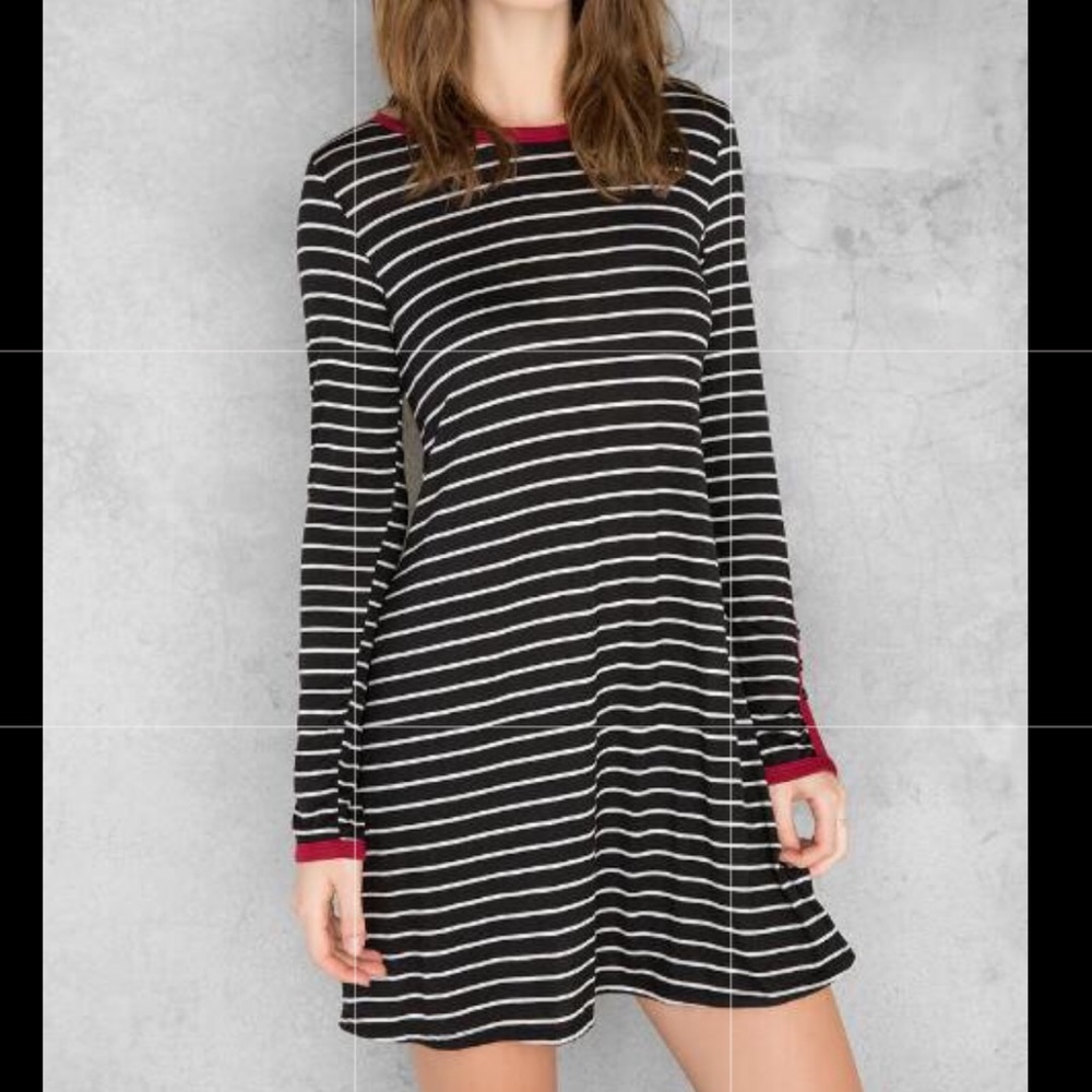 Striped Button Sleeve Dress - Picture 1 of 8